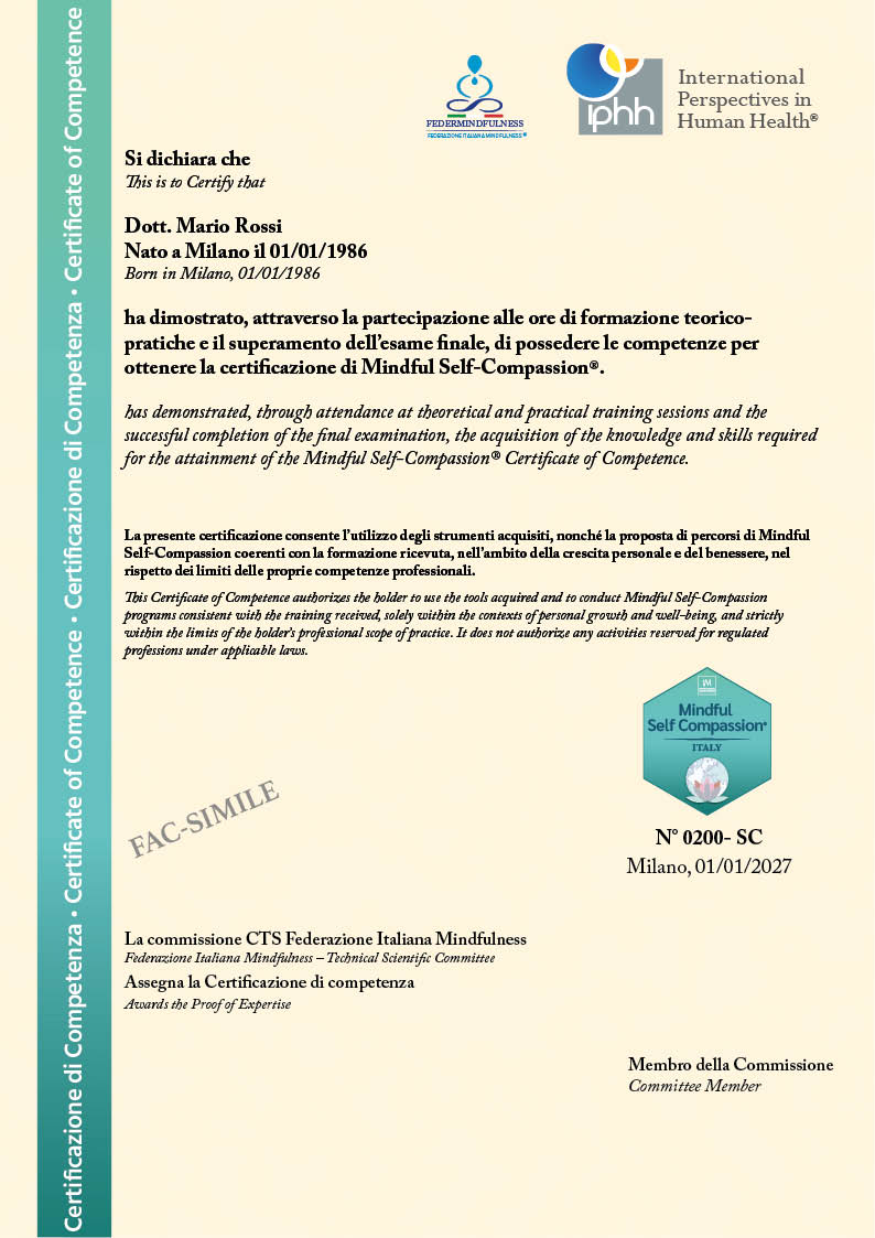 Certificato Mindfulness MBCP